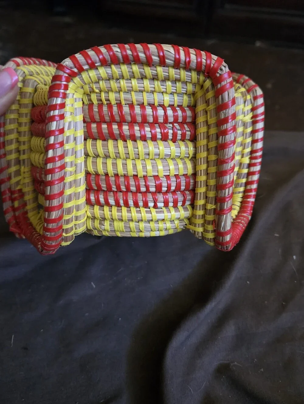 Handwoven Red and Yellow VINTAGE Bowl